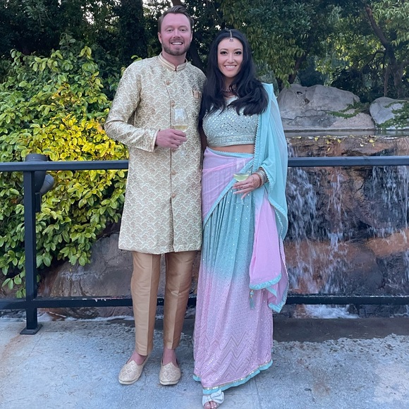 Lehenga- baby blue pink ombré - Picture 2 of 4